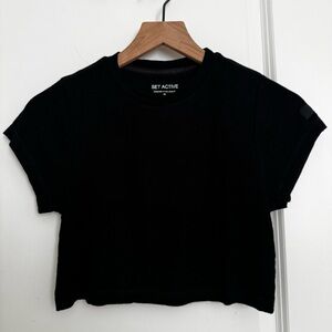 SET Active Black Ribbed Crop T-Shirt